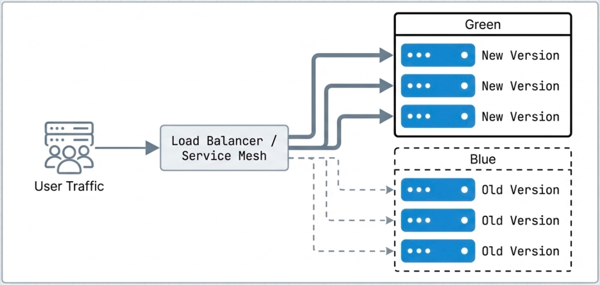 Blue-Green deployment with load balancer traffic switch