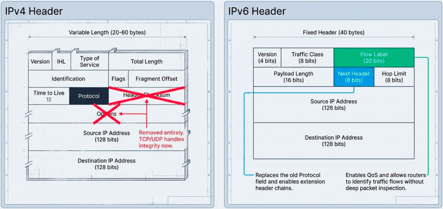 IPv6 Header vs IPv4